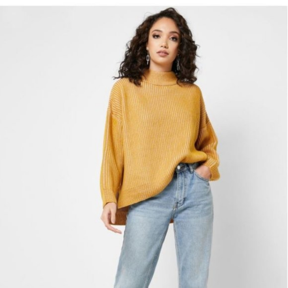 TOPSHOP NEW Mustard Funnel Neck Jumper Sweater - Picture 1 of 11